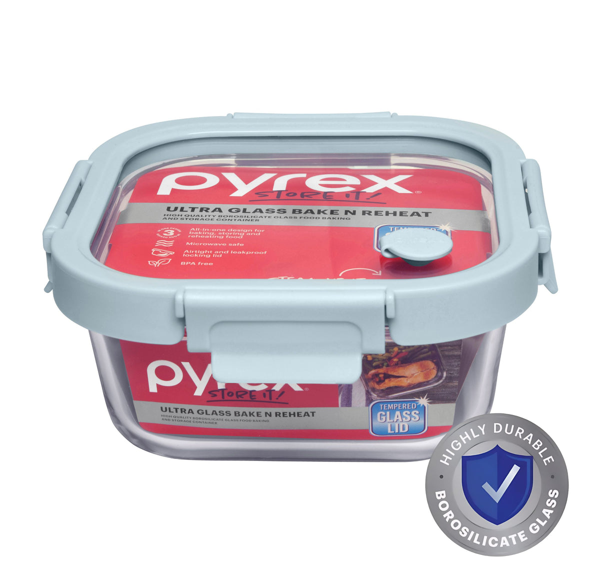 Pyrex® Ultra Glass Bake N Reheat Square Storage 800mL