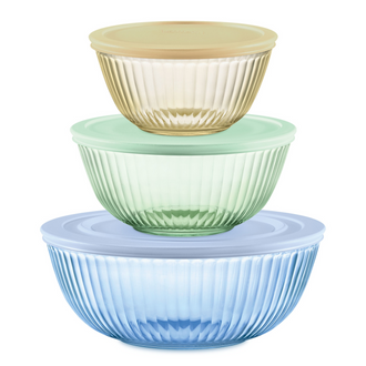 Pyrex® Colours Storage Sculptured 6 Piece Bowl Set (Yellow/Green/Blue)