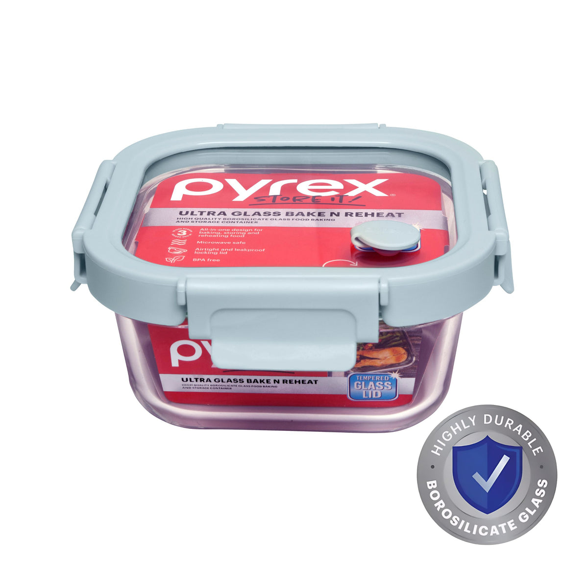 Pyrex® Ultra Glass Bake N Reheat Square Storage 520mL