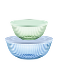 Pyrex® Colours Storage Sculptured Bowl 4 Piece Set (Green/Blue)