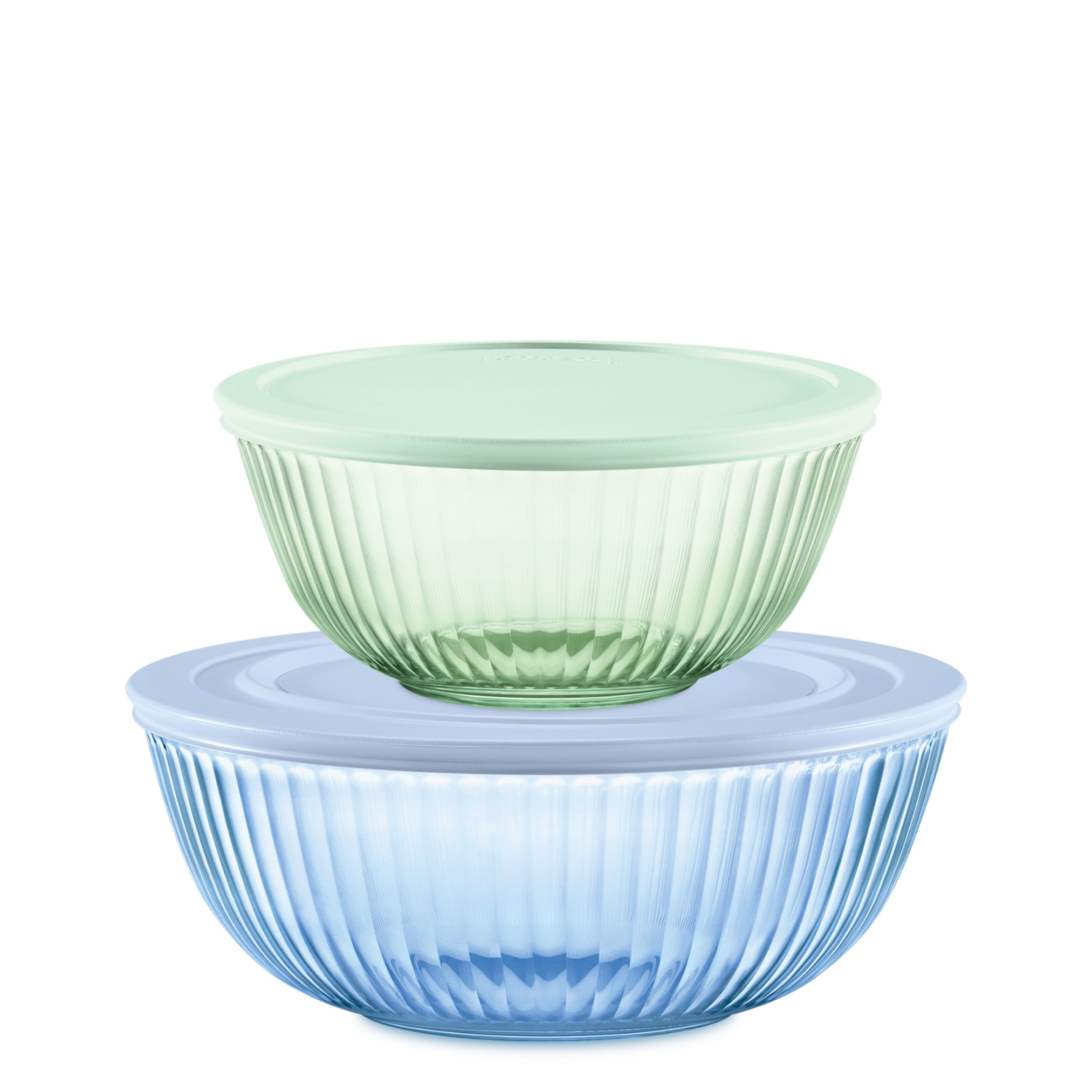 Pyrex® Colours Storage Sculptured Bowl 4 Piece Set (Green/Blue)