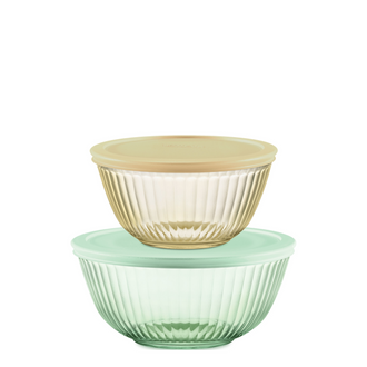 Pyrex® Colours Storage Sculptured Bowl 4 Piece Set (Yellow/Green)