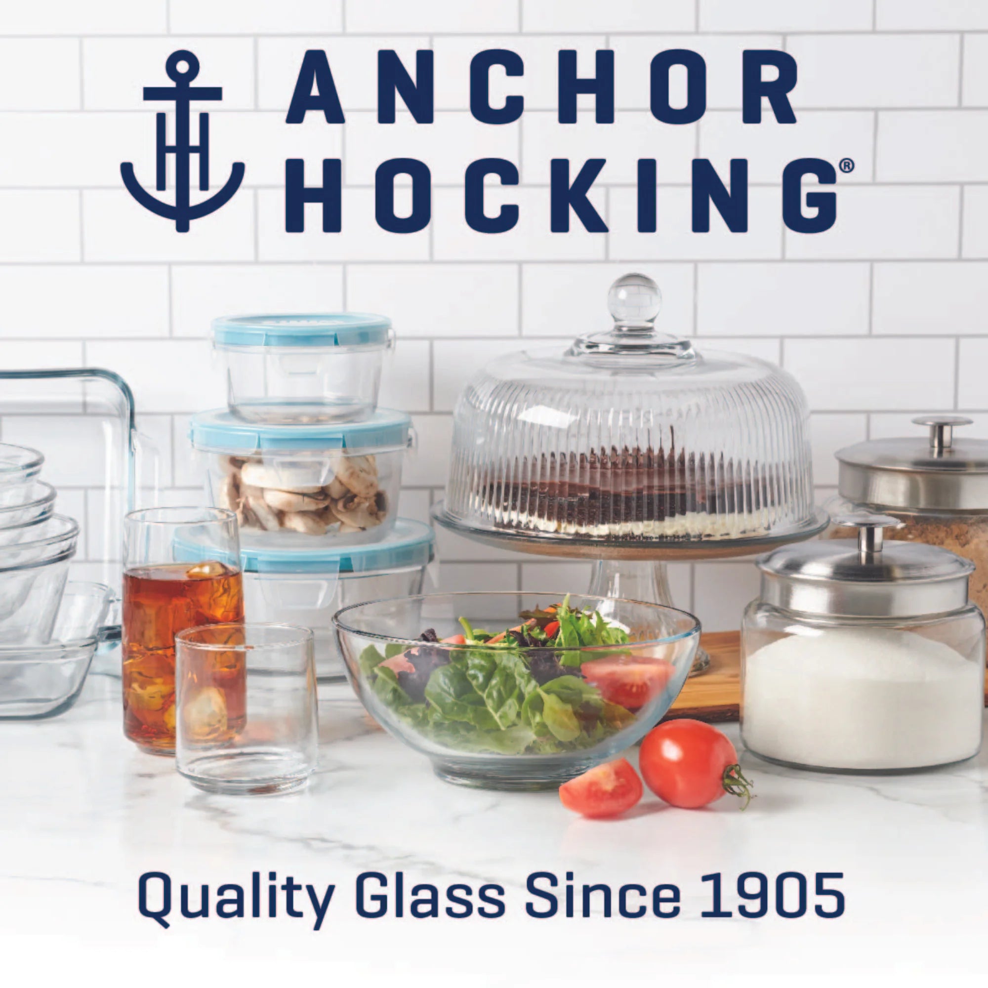 Anchor Hocking® Monaco 2 Pc Ribbed Cake Stand w/Domed Lid