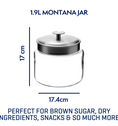 Anchor Hocking® Mini Montana Jar w/Brushed Alum. Metal Cover 1.9L