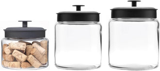 Anchor Hocking® 3pc Montana Jar Set w/Black Lids