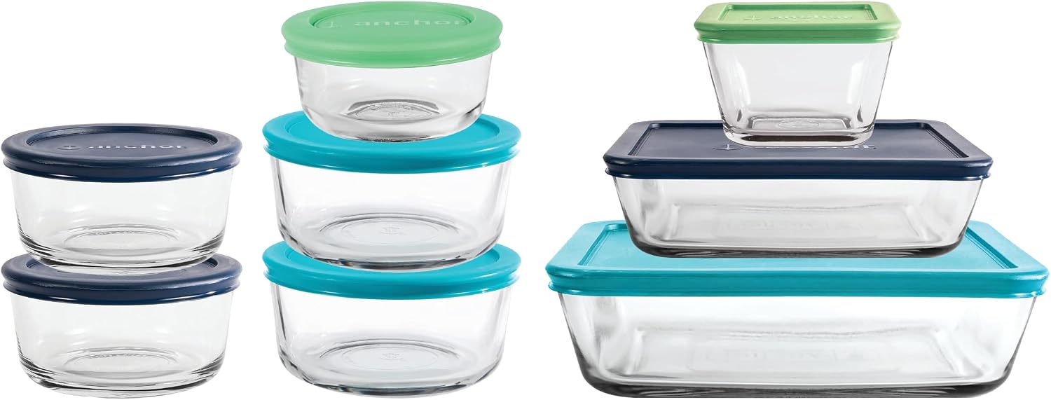 Anchor Hocking® 8 Piece Snugfit Storage Set w/Multicoloured Lids