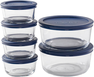 Anchor Hocking® Snugfit Storage 6 Piece Set w/Navy Lids