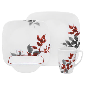 Corelle® SQ RND Kyoto Leaves 16 Piece Set Dinner Set
