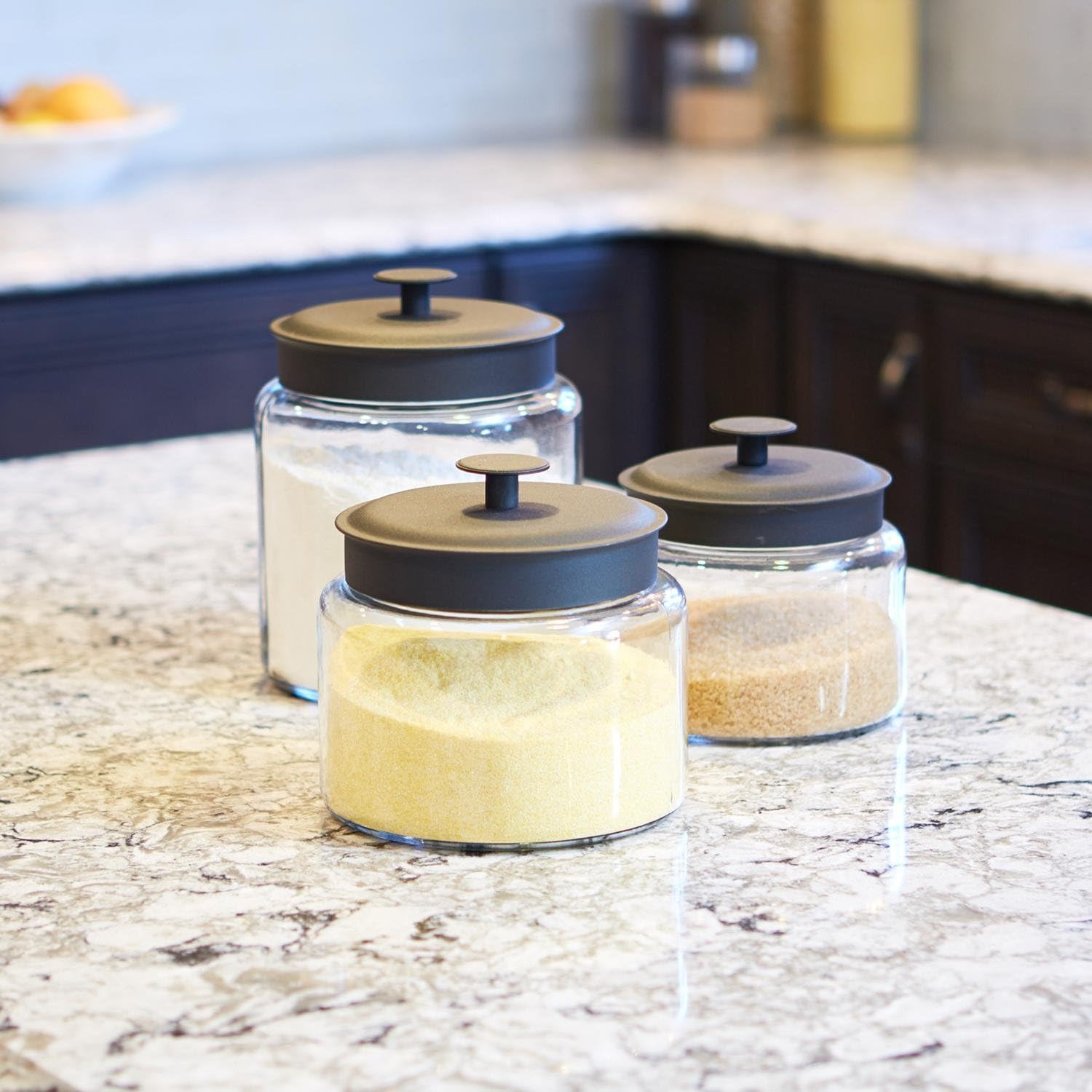 Anchor Hocking® 3pc Montana Jar Set w/Black Lids