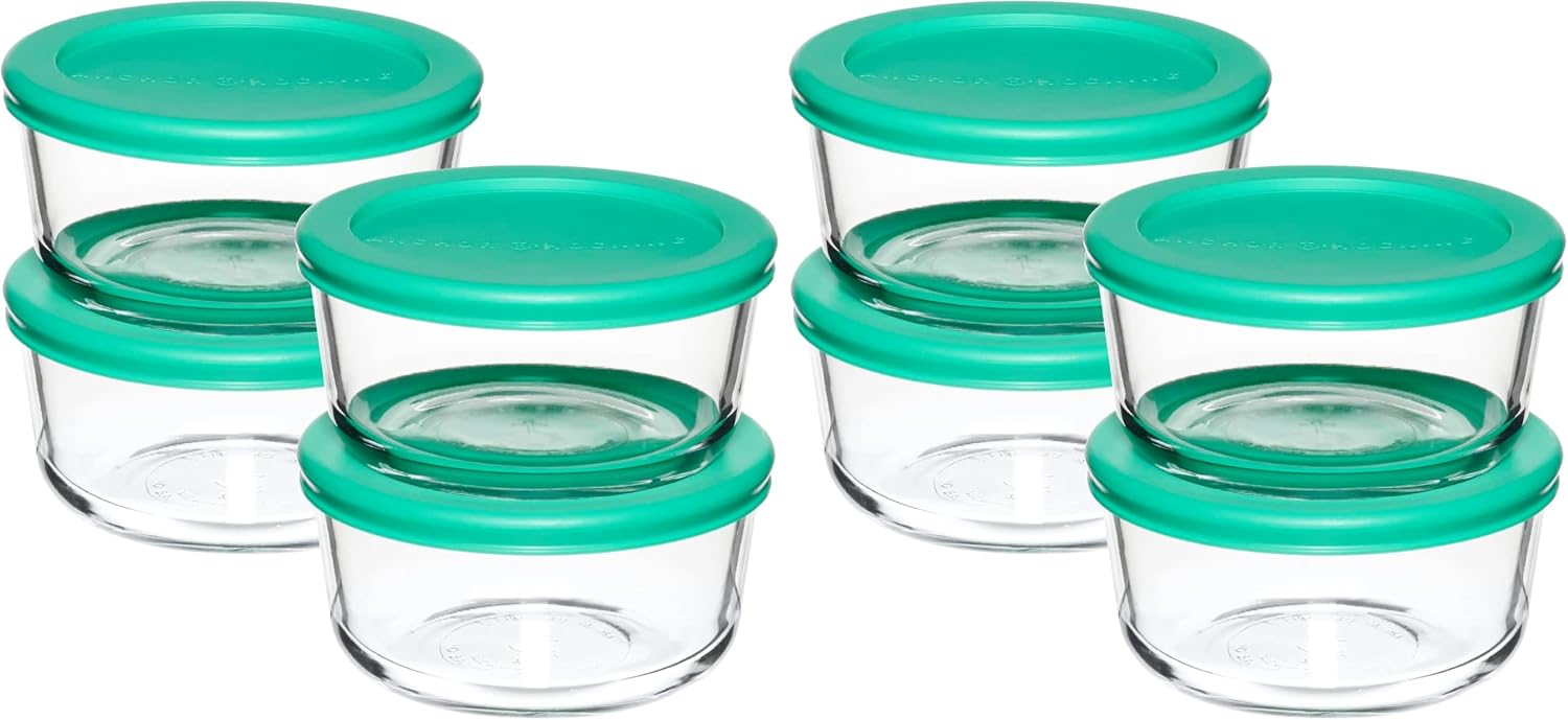 Anchor Hocking® 8pc 2 Cup Rnd Snugfit Set w/Mint Lids