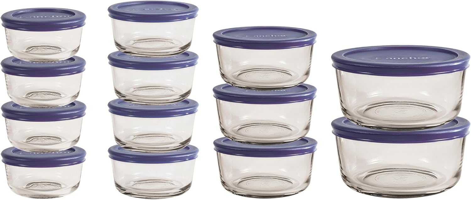 Anchor Hocking® Snugfit Storage 13 Piece Set w/Navy Lids