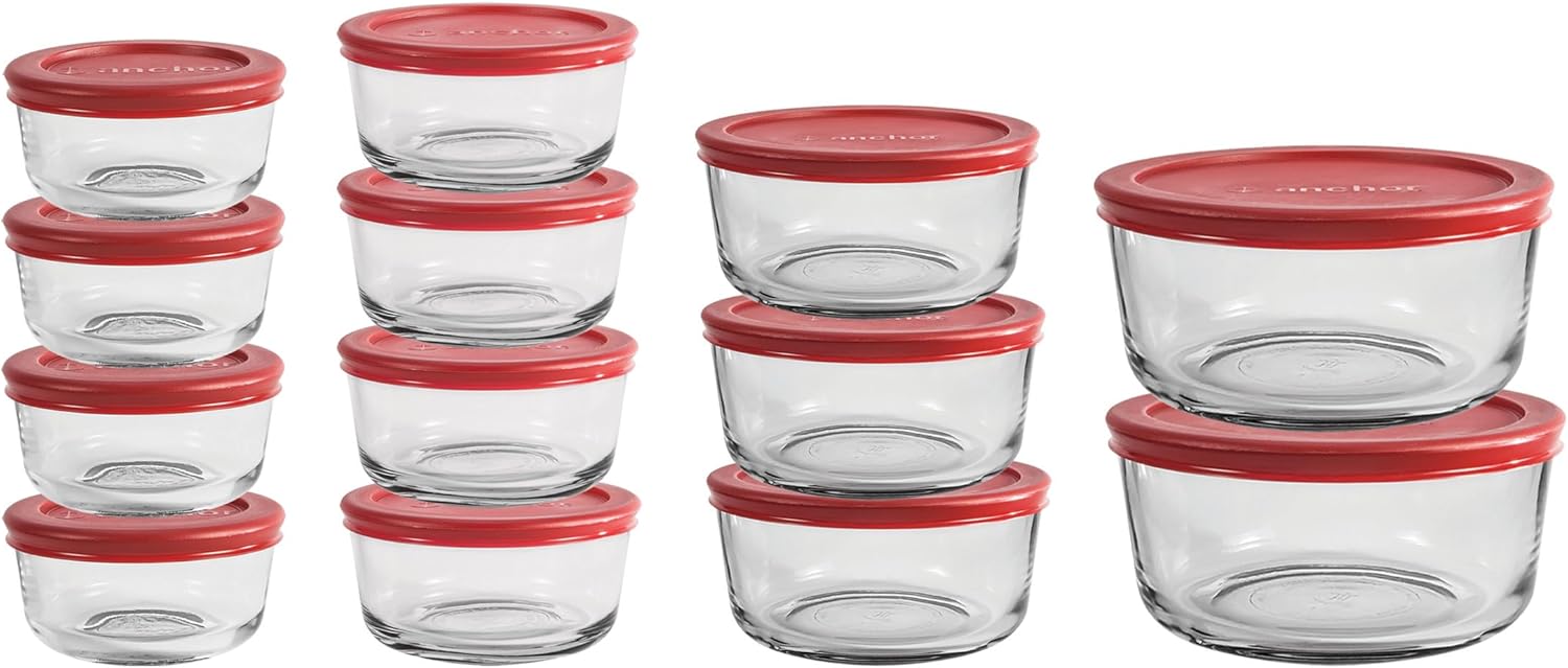 Anchor Hocking® Snugfit Storage 13 Piece Set w/Red Lids