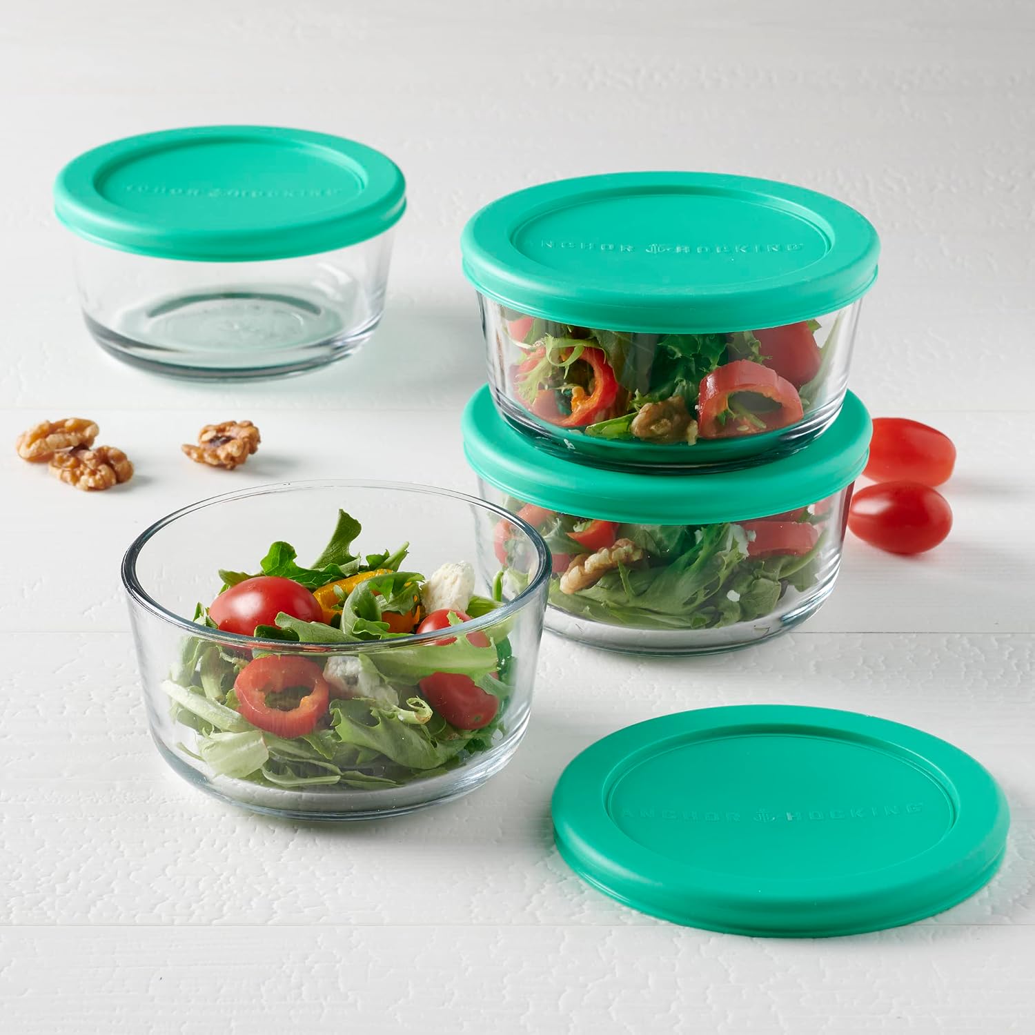 Anchor Hocking® 8pc 2 Cup Rnd Snugfit Set w/Mint Lids