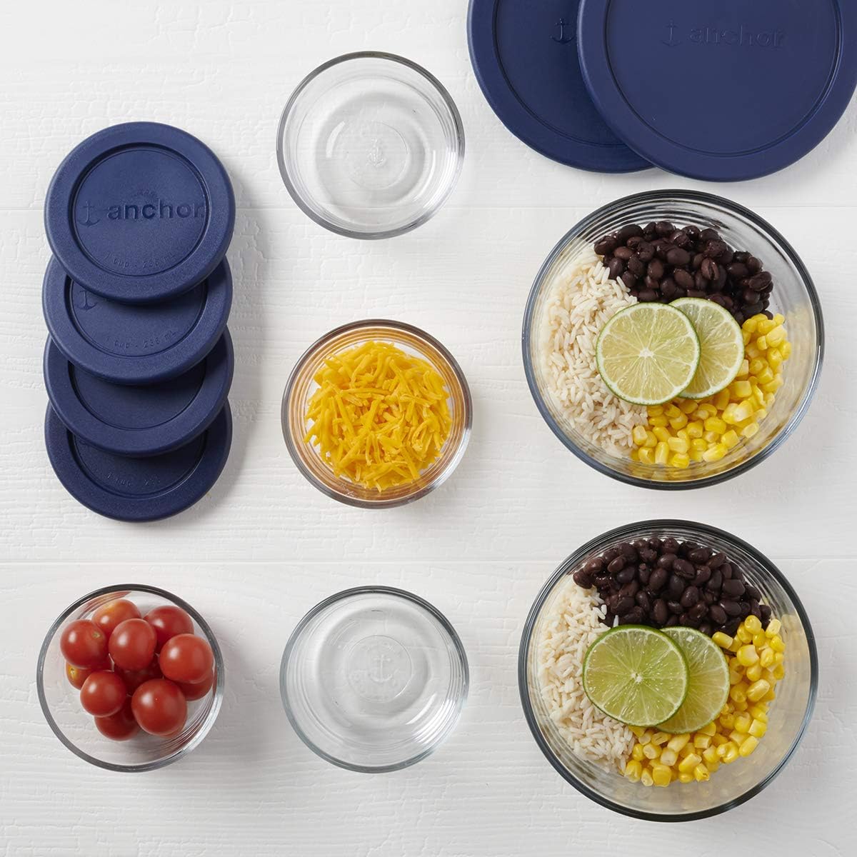 Anchor Hocking® Snugfit Storage 6 Piece Set w/Navy Lids