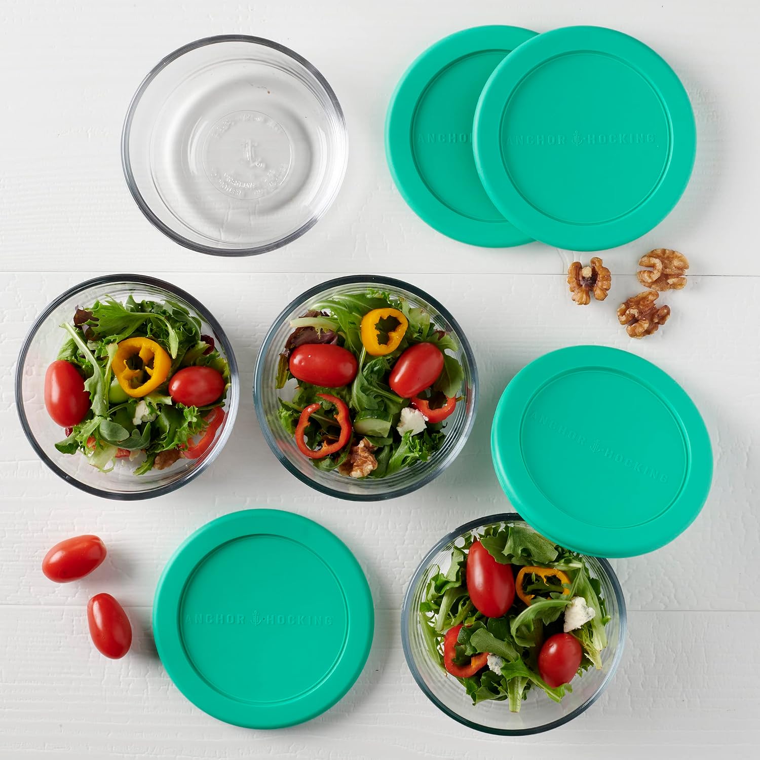 Anchor Hocking® 8pc 2 Cup Rnd Snugfit Set w/Mint Lids