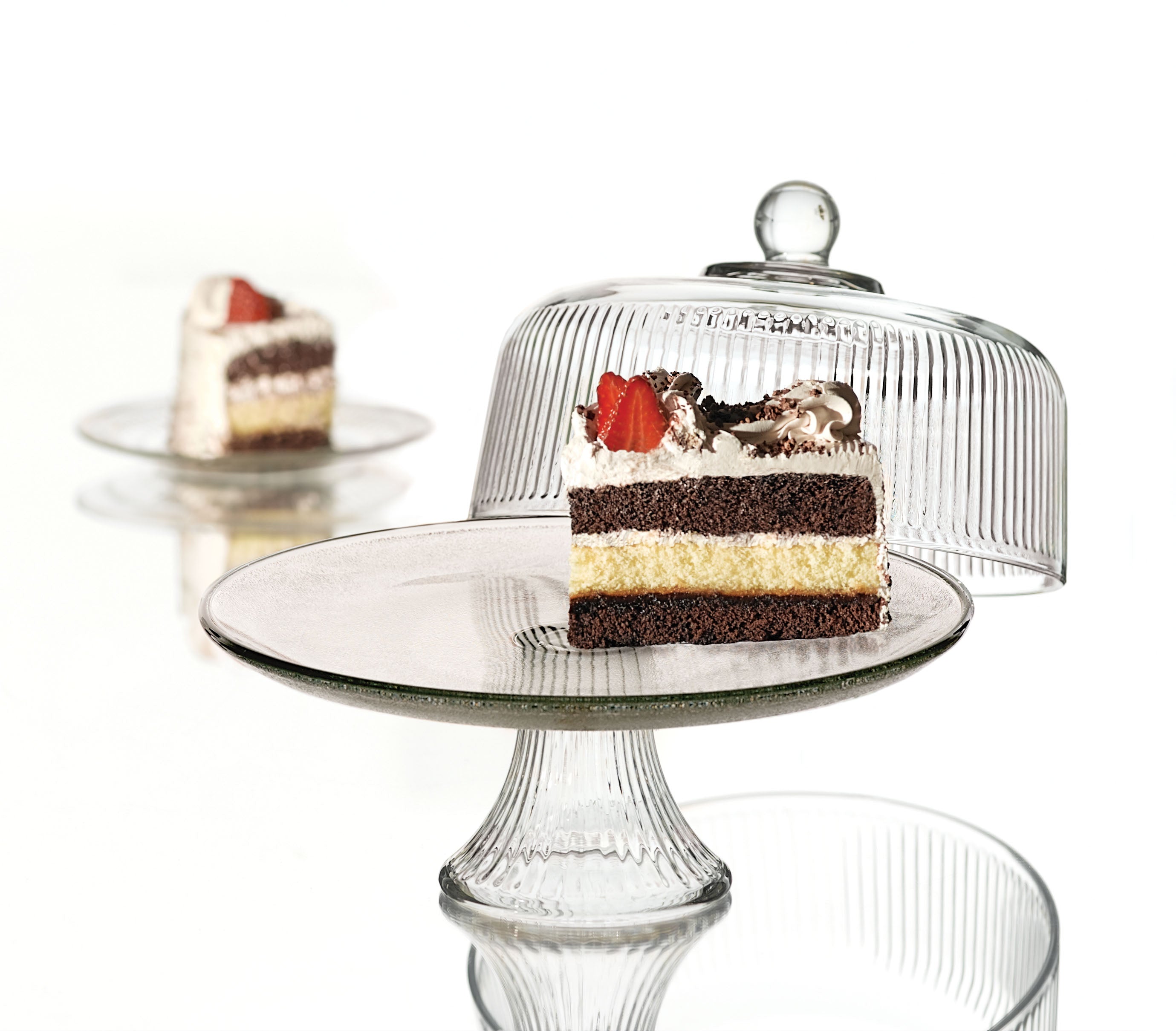 Anchor Hocking® Monaco 2 Pc Ribbed Cake Stand w/Domed Lid