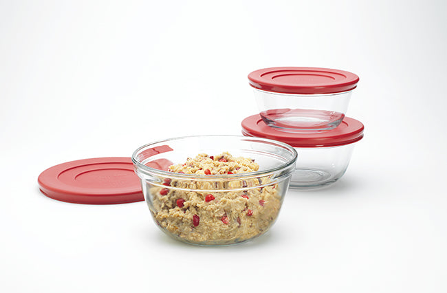 Anchor Hocking® Mixing Bowl 6 Pc Set w/Cherry Lids (1.4L, 2.35L, 3.85L)