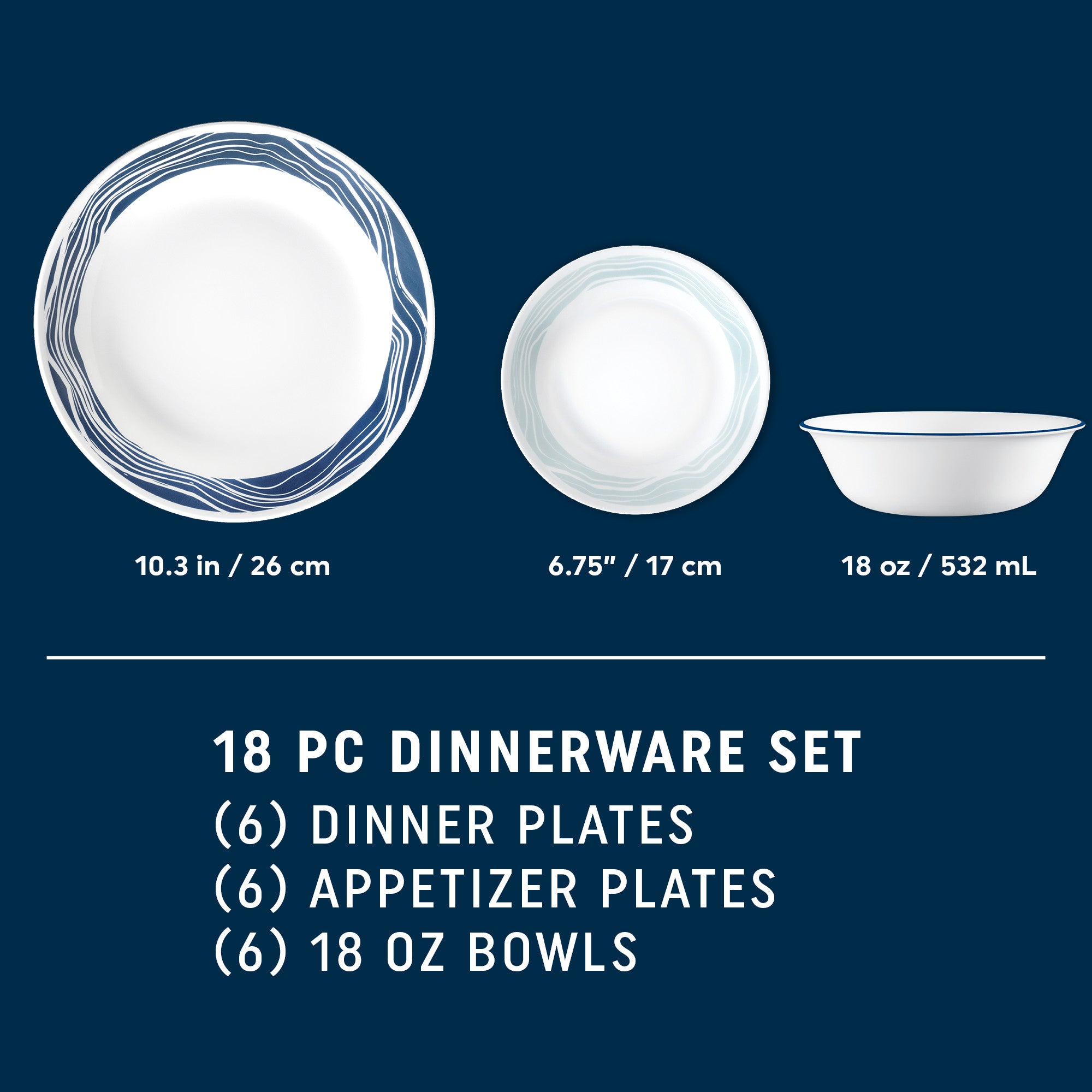 Corelle® Acadia 18 Piece Dinner Set