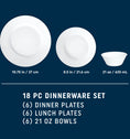 Corelle® Dazzling White Wide Rim 18 Piece Dinner Set