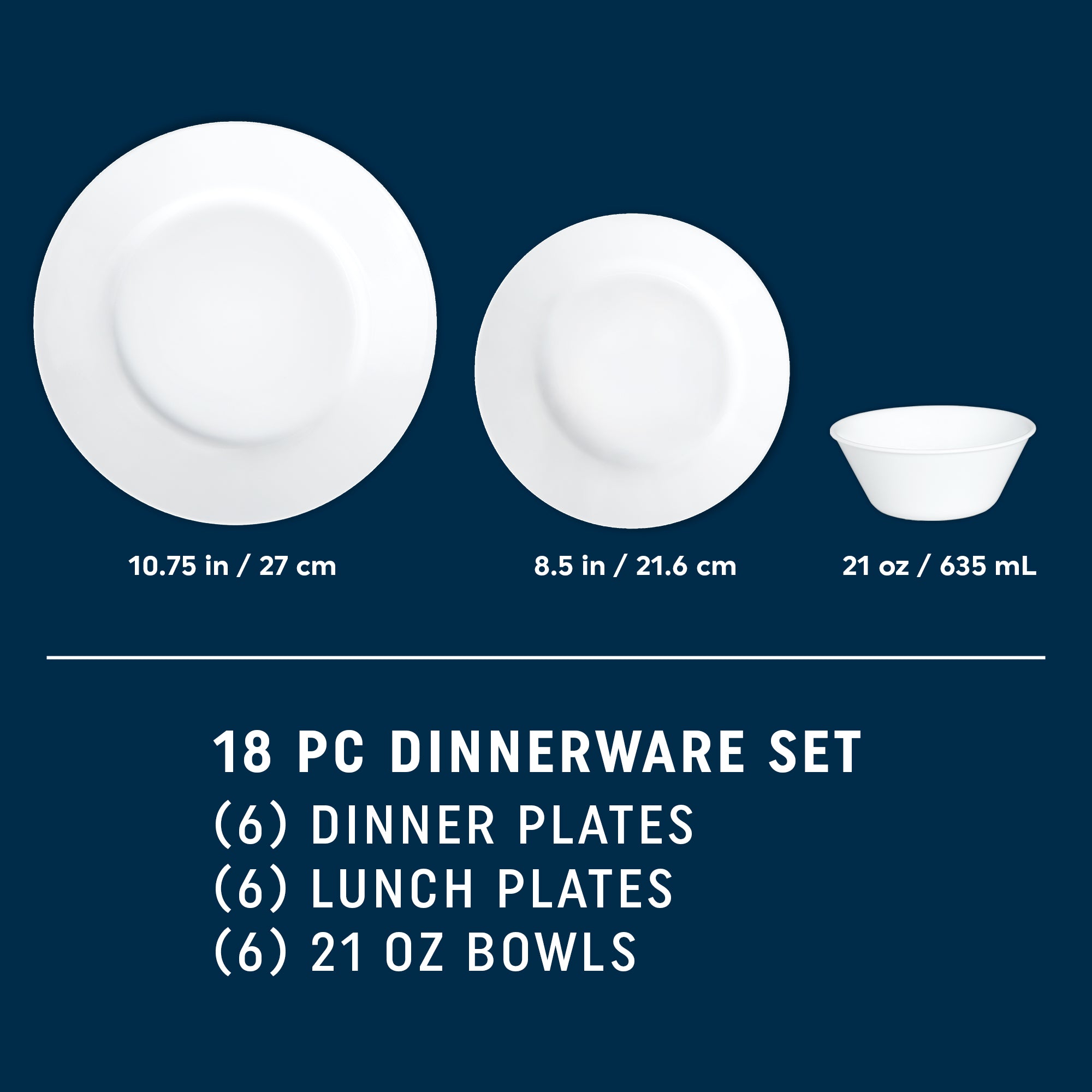 Corelle® Dazzling White Wide Rim 18 Piece Dinner Set