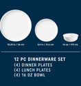 Corelle® Modern Round 12 Piece Dinner Set