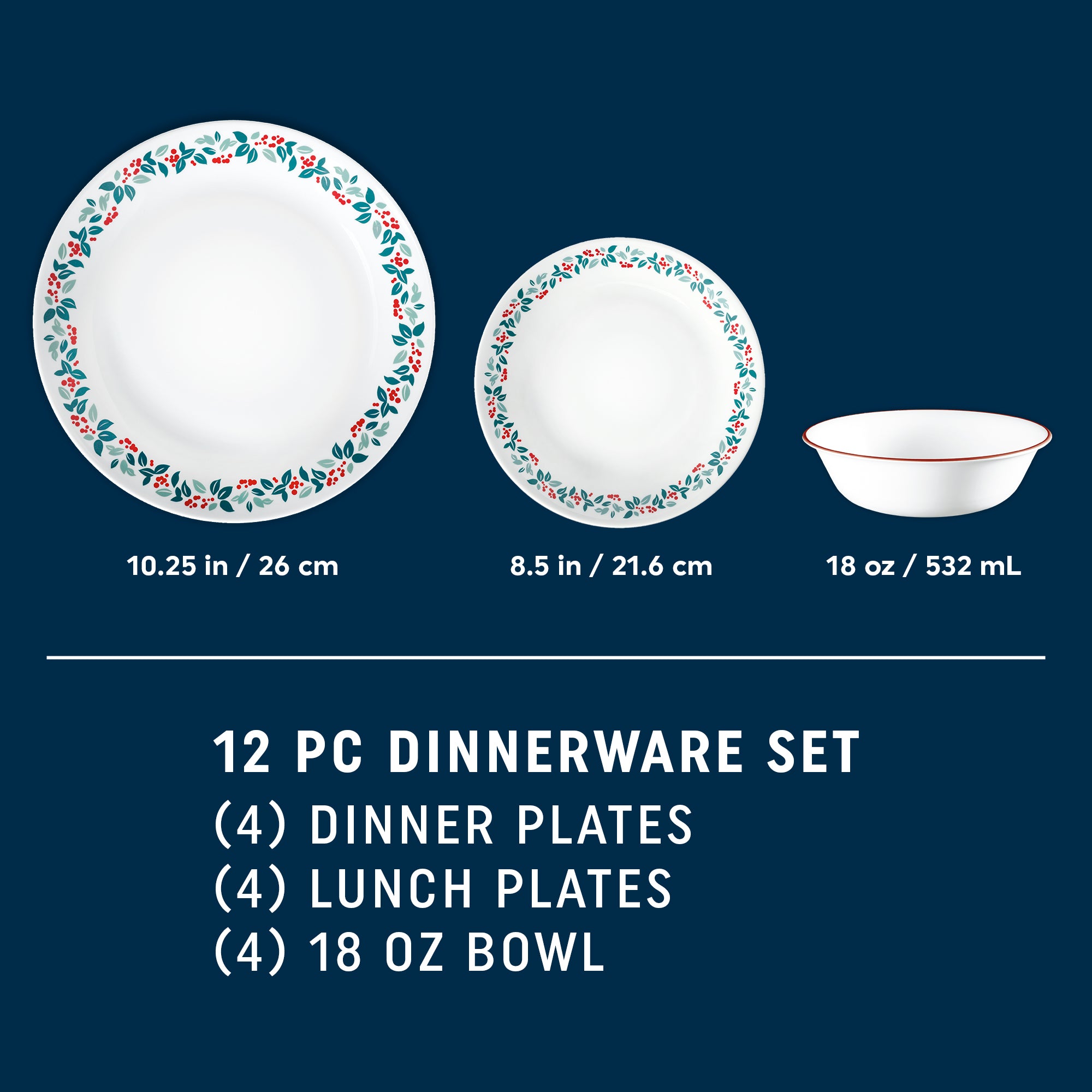 Corelle Winter Berries 12pc Set (D, L, B)