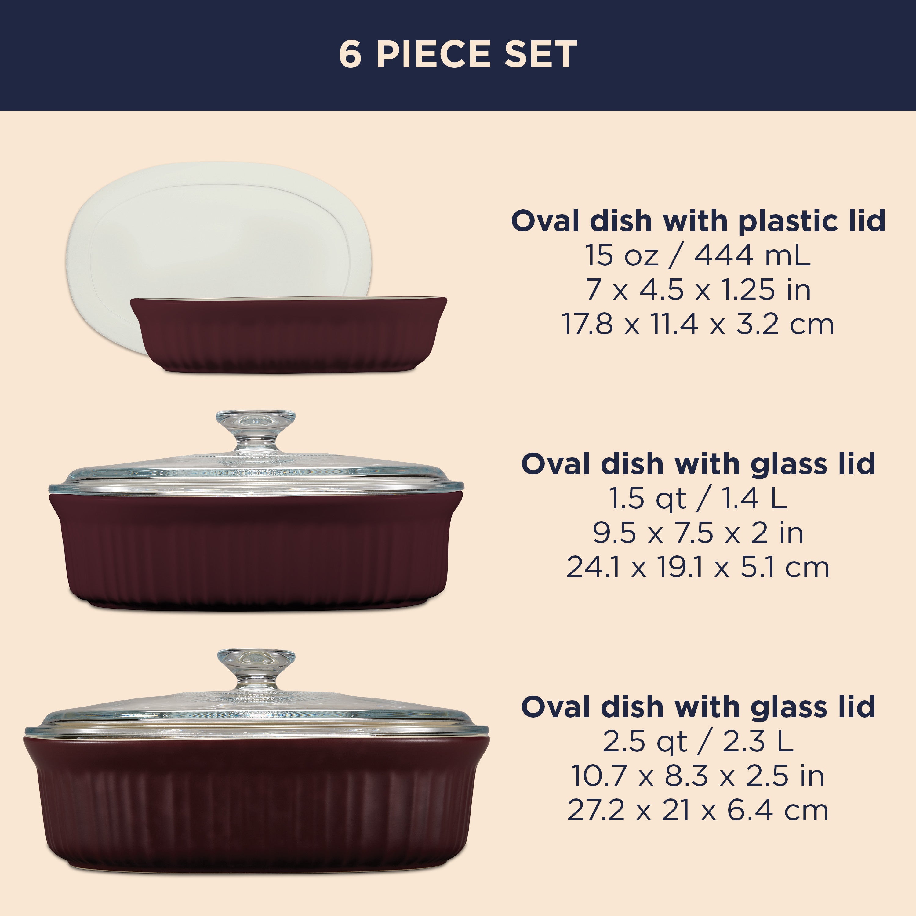 Corningware® FW Colors 6 Piece Set Cabernet