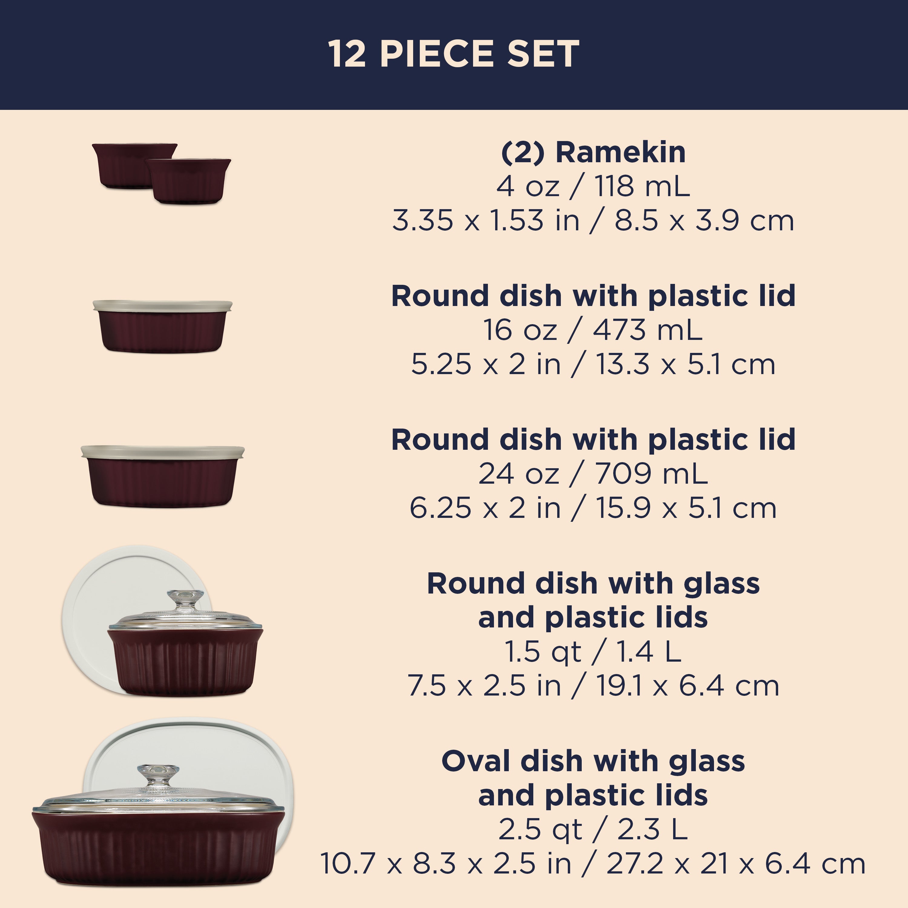 Corningware® FW Colors 12 Piece Set Cabernet