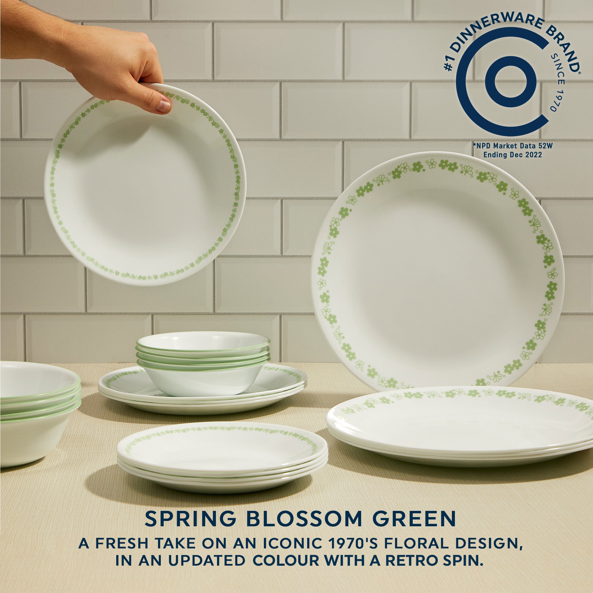 CLEARANCE Corelle® Spring Blossom Green 12 Piece Dinner Set