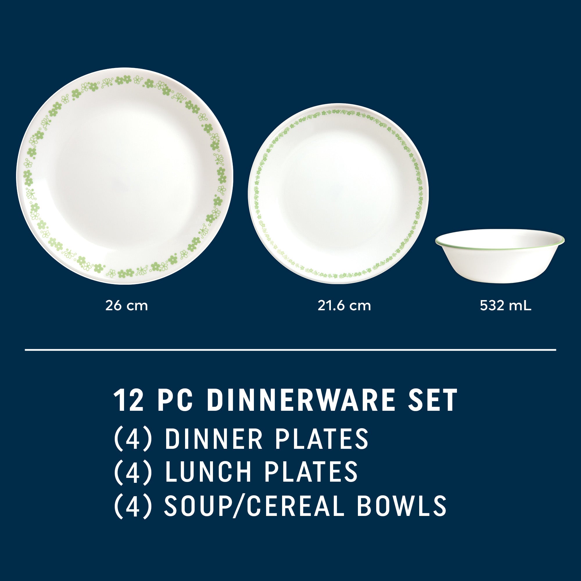 CLEARANCE Corelle® Spring Blossom Green 12 Piece Dinner Set