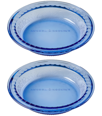 Anchor Hocking® 2 Piece Set Laurel Pie Dishes-Coastal Blue