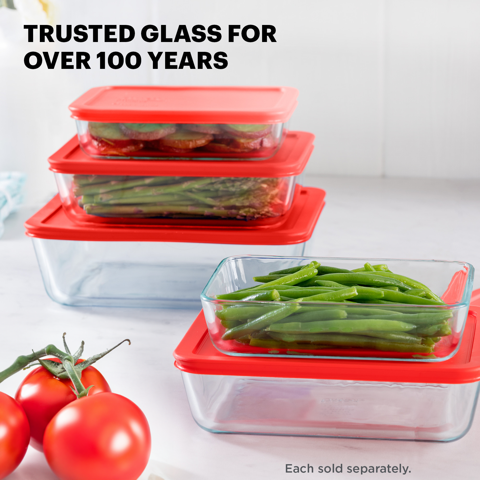 Pyrex® Storage Red 3 Cup Rectangle