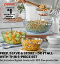 Pyrex® Colours Storage Sculptured 6 Piece Bowl Set (Yellow/Green/Blue)