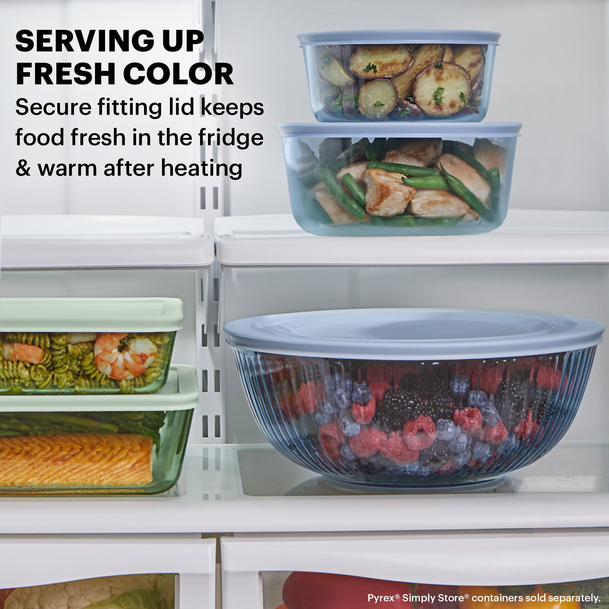 Pyrex® Colours Storage Sculptured 6 Piece Bowl Set (Yellow/Green/Blue)