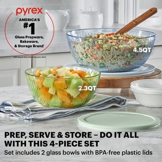 CLEARANCE Pyrex® Color Sculptured Bowl 4 Piece Set (Green/Blue)