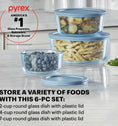 Pyrex® Colours Storage 6 Piece Set V/P-Blue (2,4,7 Cup)