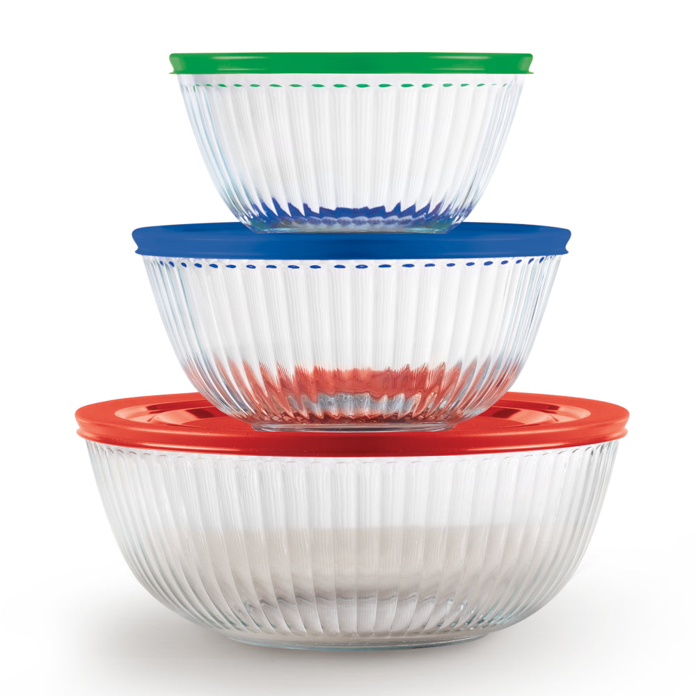 Pyrex® Sculptured Storage 6 Piece Bowl Set-Coloured