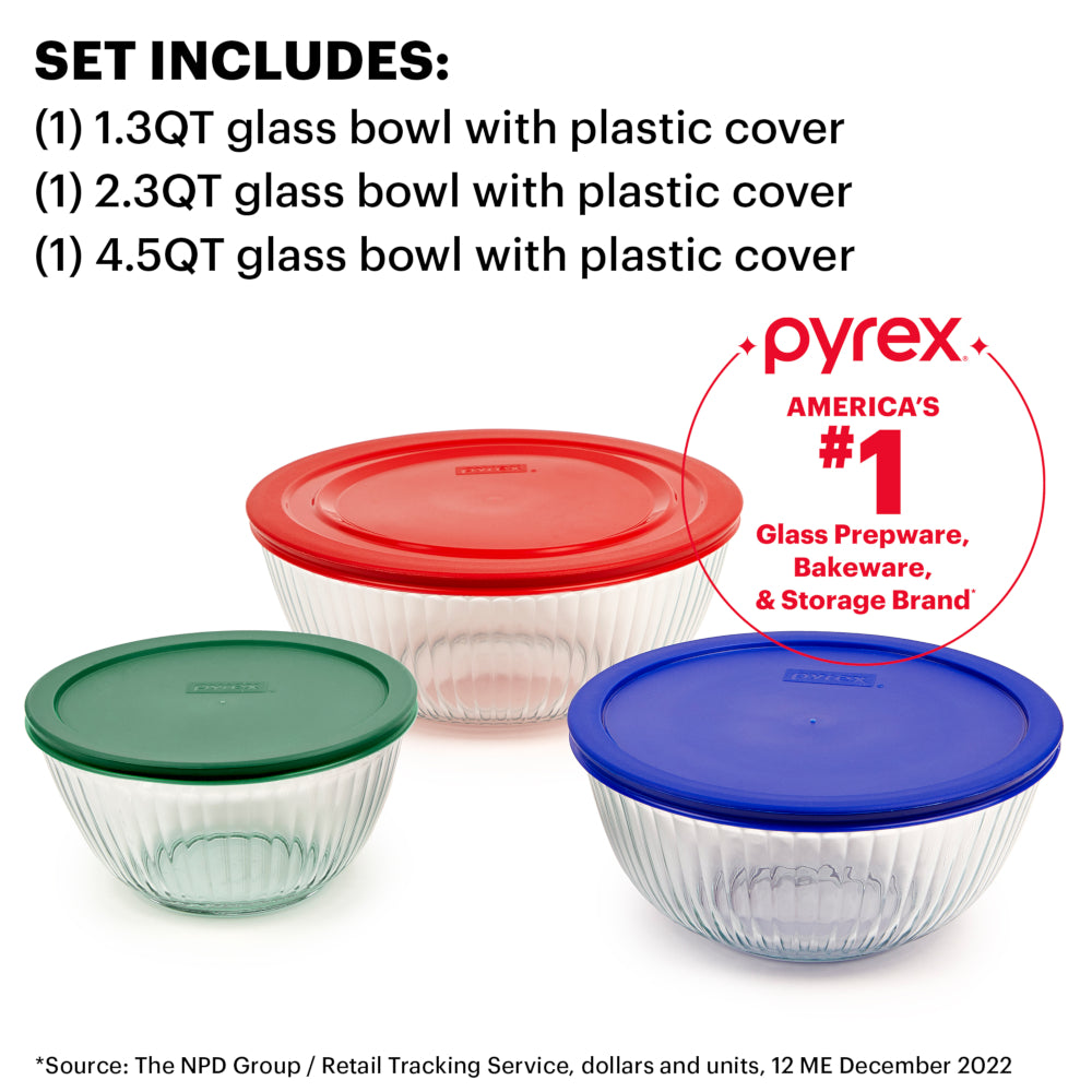 Pyrex® Sculptured Storage 6 Piece Bowl Set-Coloured