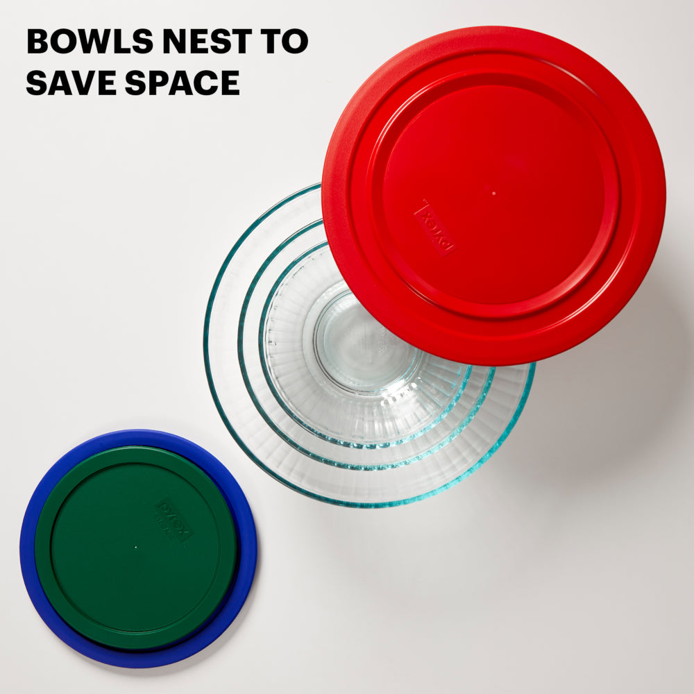 Pyrex® Sculptured Storage 6 Piece Bowl Set-Coloured