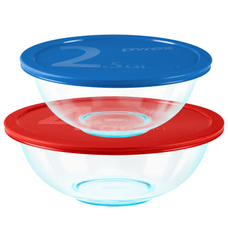 Pyrex® 4 Piece Smart Essentials Mixing Bowl Set-Blue & Red