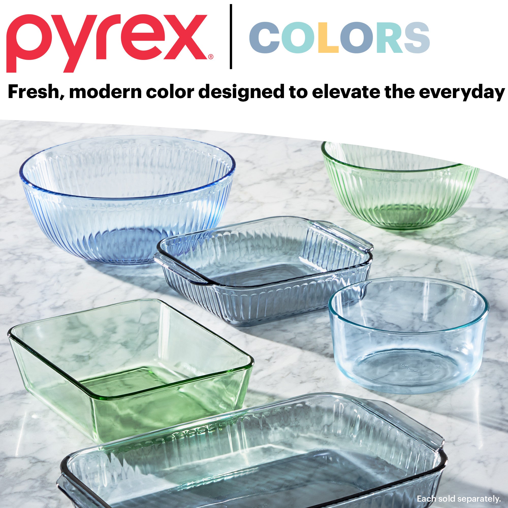 CLEARANCE Pyrex® Color Sculptured Bowl 4 Piece Set (Green/Blue)