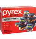Pyrex® Simply Store® 12 Piece Set – Includes 12 Glass Containers + 12 Lids