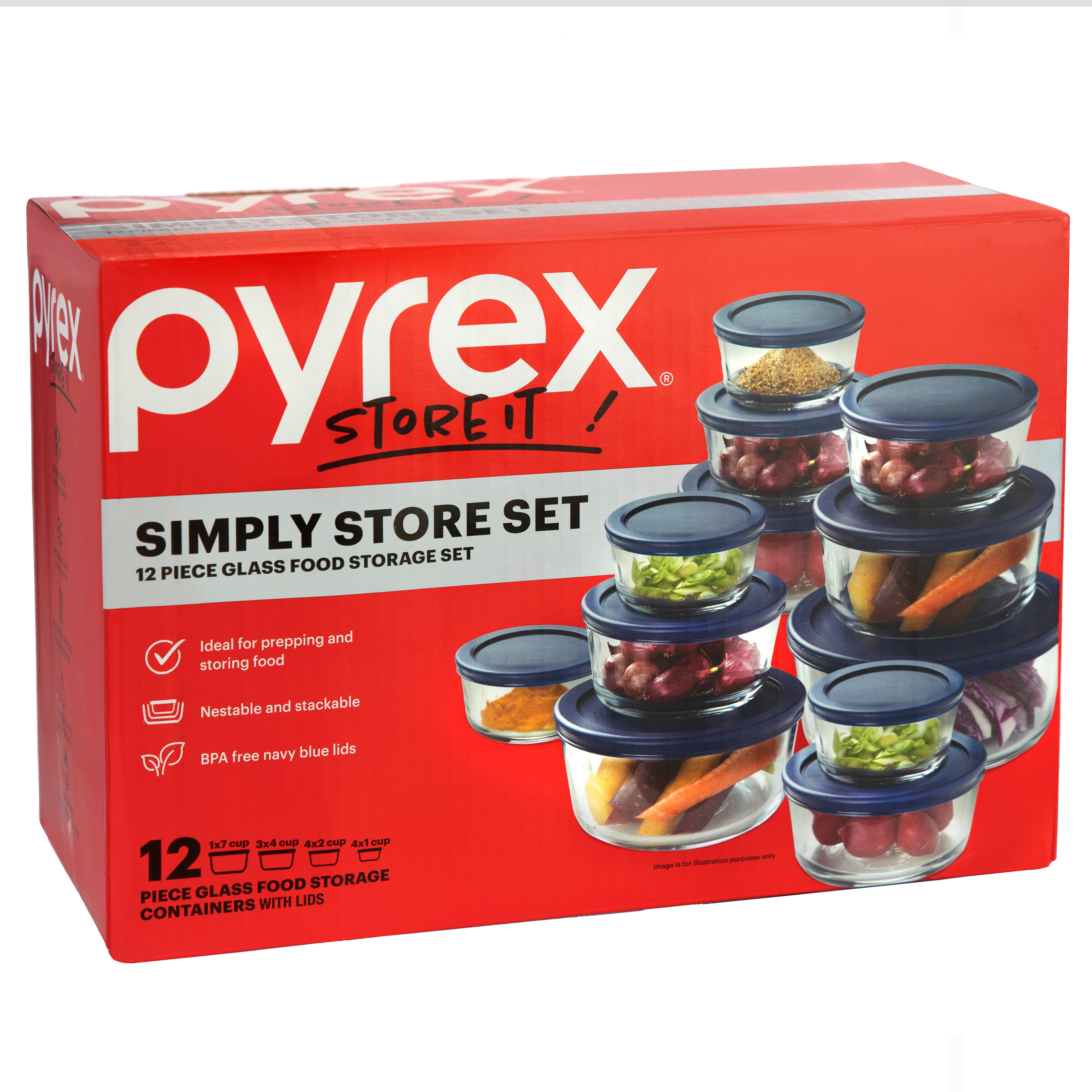 Pyrex® Simply Store® 12 Piece Set – Includes 12 Glass Containers + 12 Lids