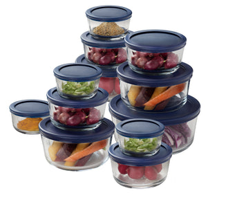 Pyrex 4-Pack Cadet Blue Plastic Storage Lids - Fits 6/7 Cup Round Glass Bowls