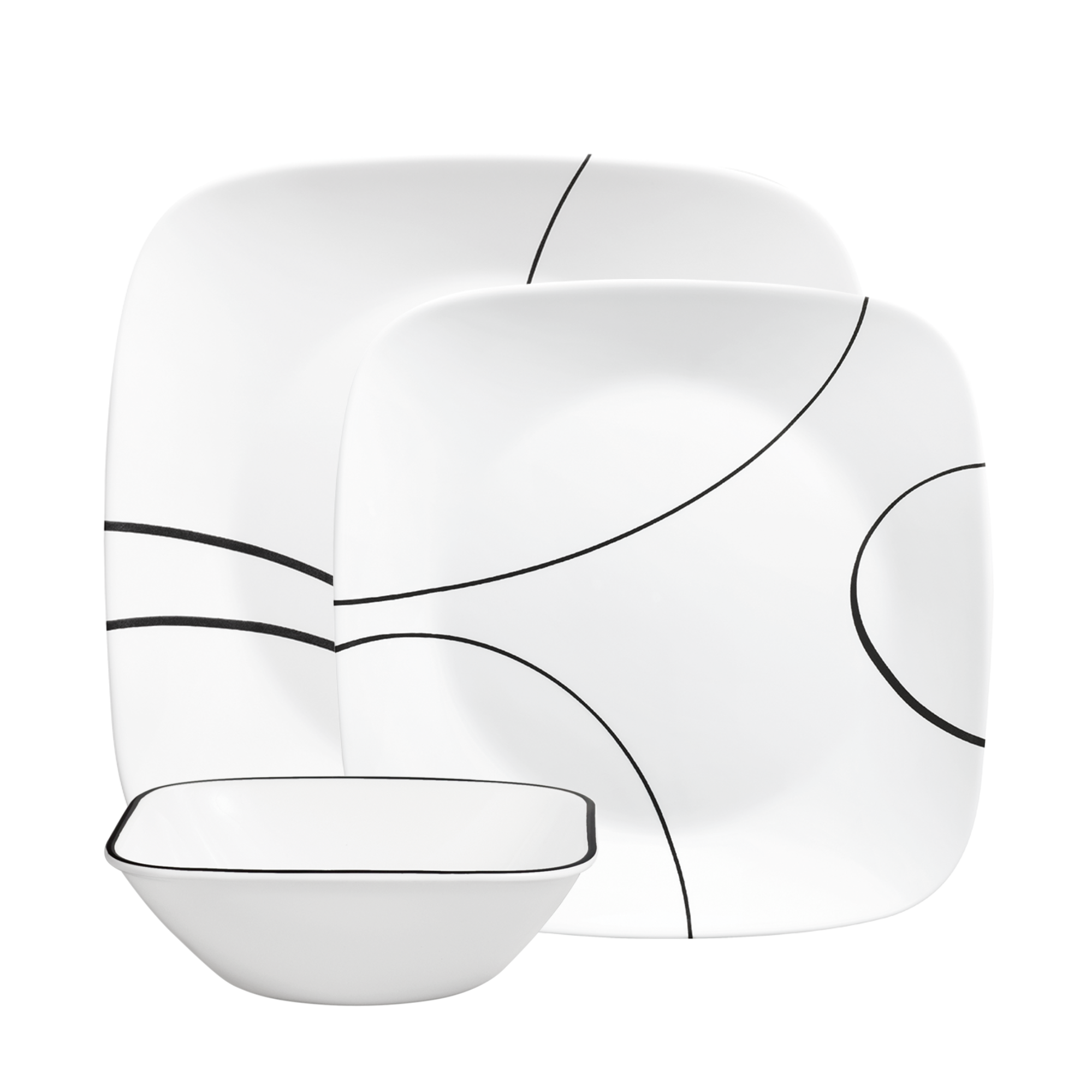 Corelle Square Simple Lines 18 Piece Dinner Set Global Kitchen Corelle square simple lines 18 piece dinner set global kitchen