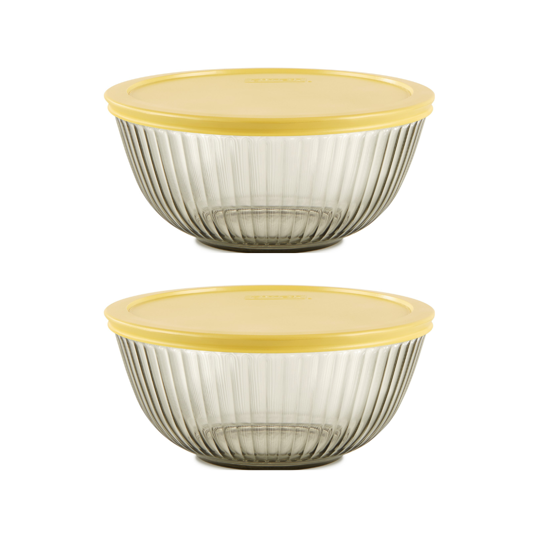 PROMO Pyrex® Colours Storage  Sculptured 2.1L Salad Bowl-Amber-Pack of 2