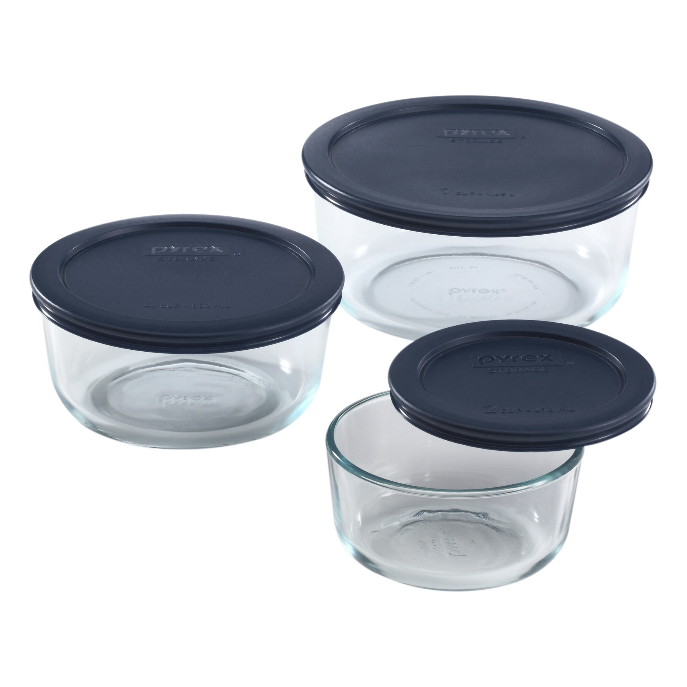 Pyrex® Simply Store Storage 3 Piece Set (2, 4, 7 Cup-Navy Blue)