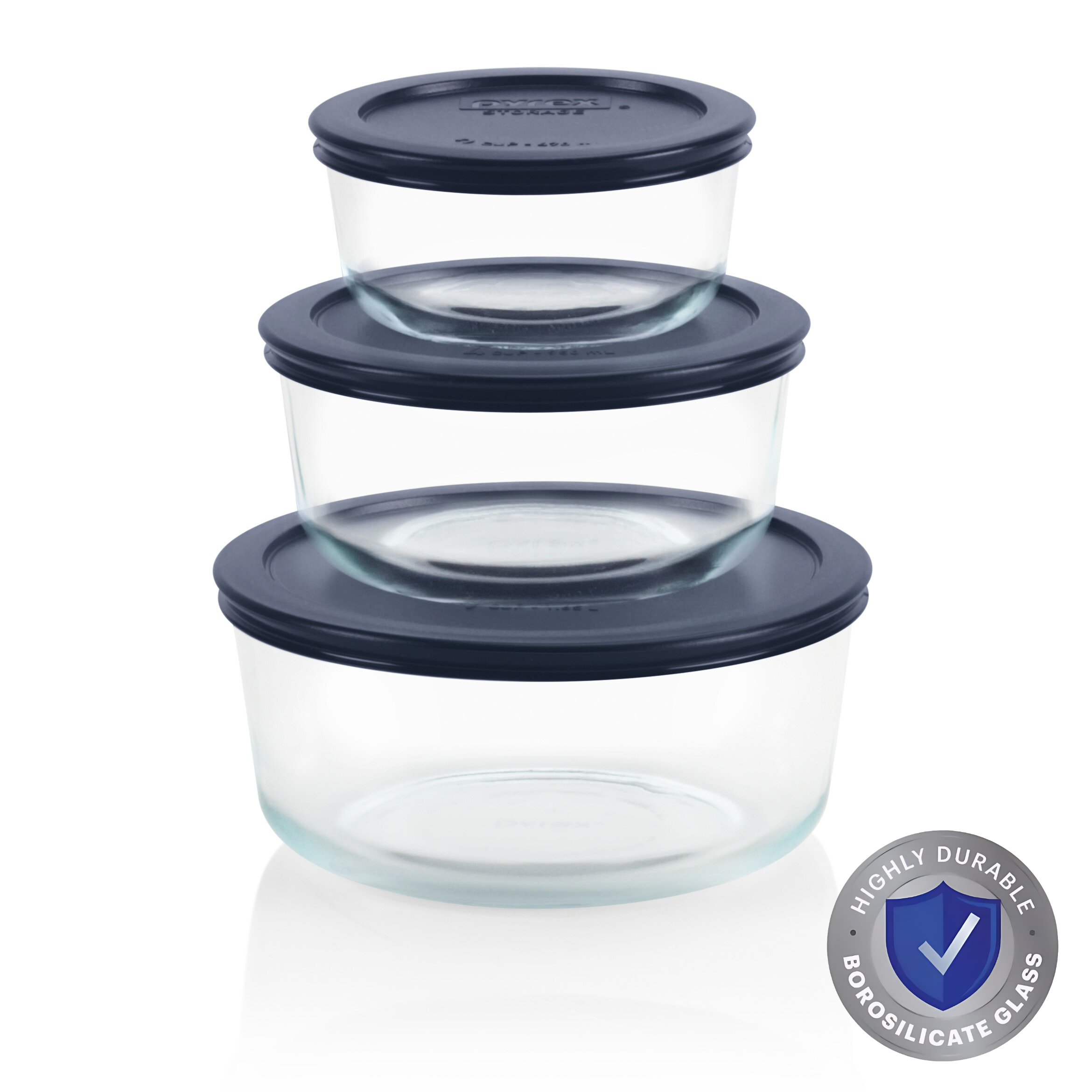 Pyrex® Simply Store Storage 3 Piece Set (2, 4, 7 Cup-Navy Blue ...