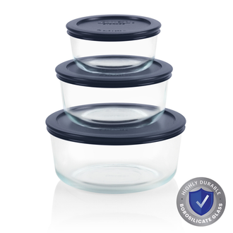 Pyrex® Simply Store Storage 3 Piece Set (2, 4, 7 Cup-Navy Blue)
