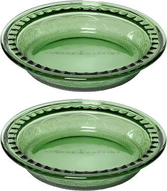 Anchor Hocking® 2 Piece Set Laurel Pie Dishes-Fern Green